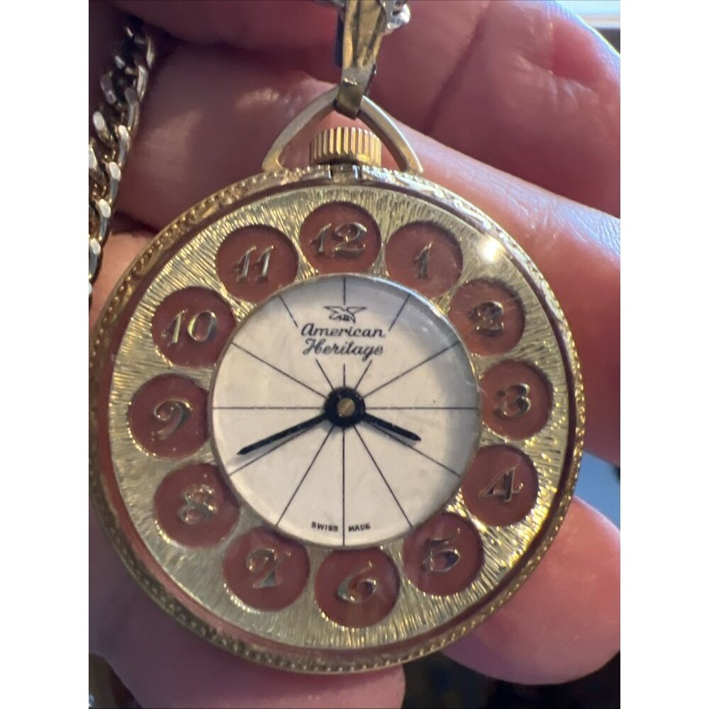 Vintage American Heritage Pocket Watch / Necklace In Original Box
